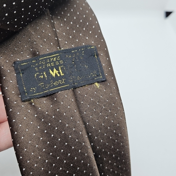 vintage Robert Stewart for Gimbels brown tie with white dots 2.75 in wide - Picture 2 of 3